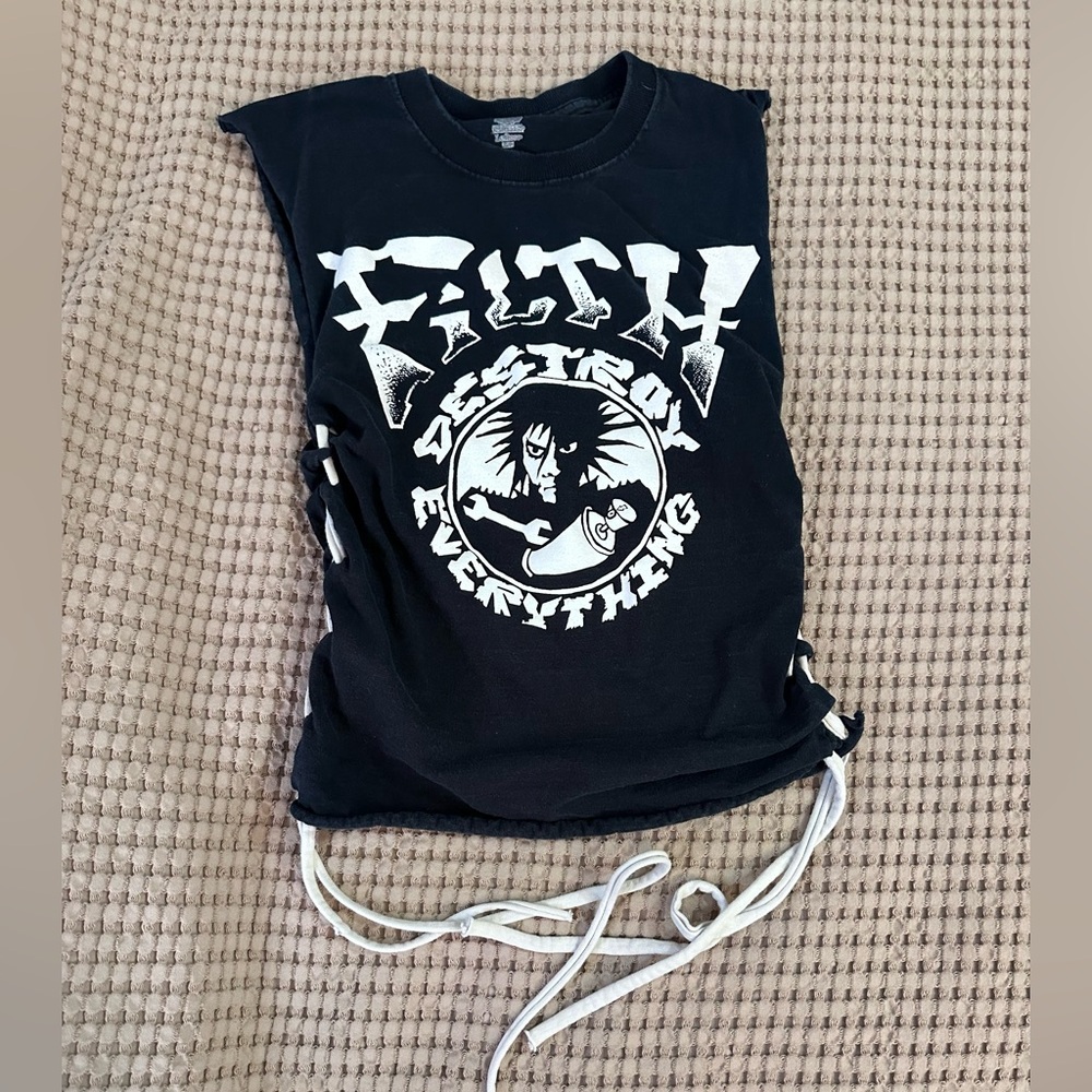 Filth - Crust Punk Band tank 'Destroy Everything' Tank Top Custom sm